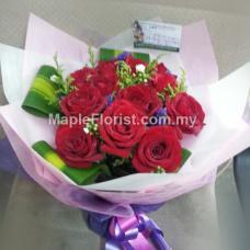 10 valentines roses bouquet
