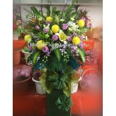 Funeral flowers with stand