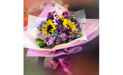 Pink static with Mix flowers Bouquet 