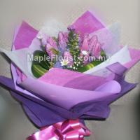 10 Valentines purple tulips 