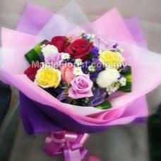 12 colourful roses bouquet