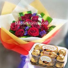 12 roses with ferrero rocher (16pcs)