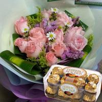 10 roses bouquet + 1 box ferrero rocher