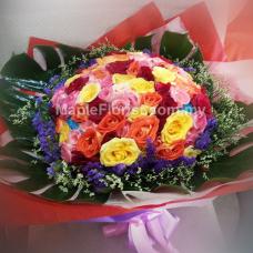 99 mixed roses bouquet